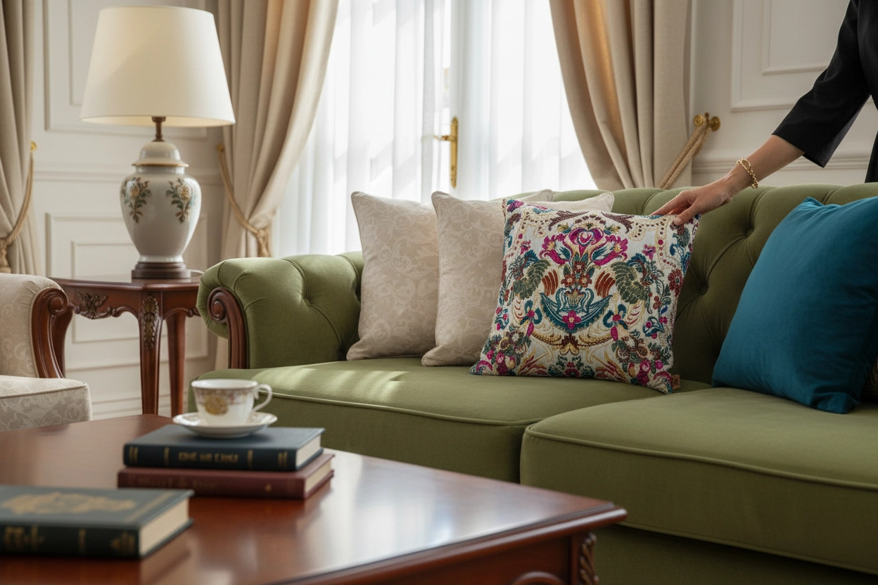 Luxury Dokuma Kabartmalı Dekorarif Kırlent Fermuarlı