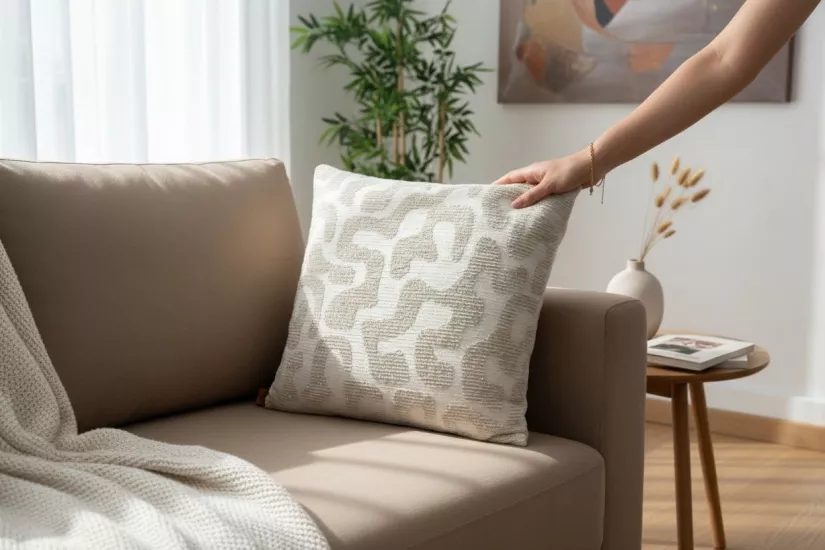 Modern Desenli Dokulu Kırlent Kılıfı ,Lüks Dekoratif Yastık Kılıfı ,Premium Tasarım