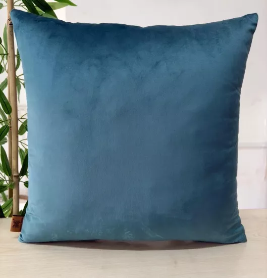 Luxury Soft Kadife Petrol Mavi Kırlent Kılıfı ,Yumuşak Dokulu, Şık& Modern