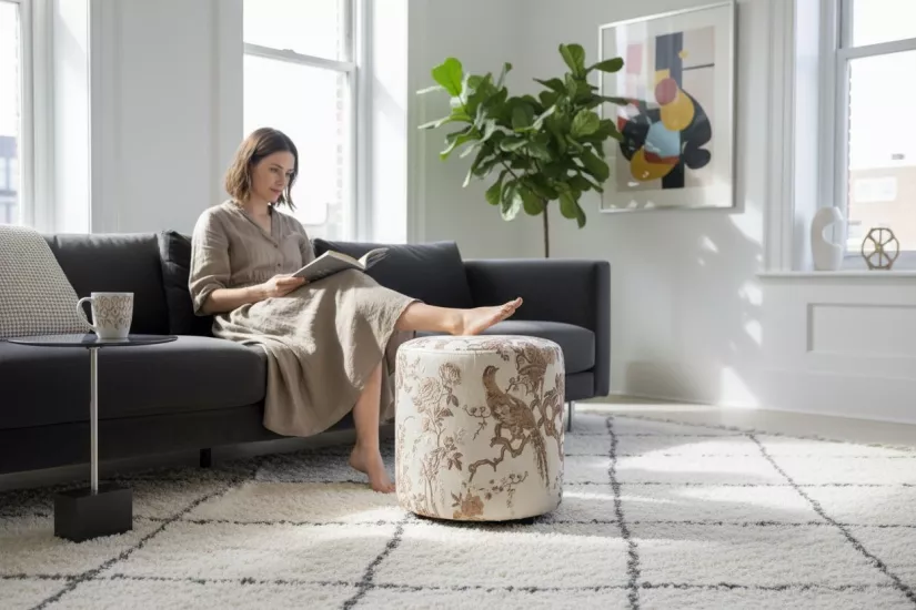 Elanora Home Premium Goblen Desenli Dekoratif Puf