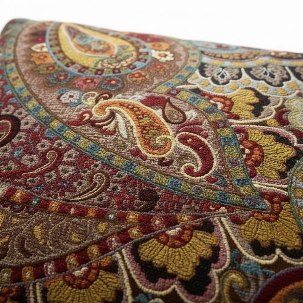 Lüks Şal Desenli Kırlent Kılıfı, Premium Dokuma Kumaş, Modern & Klasik Dekoratif Yastık