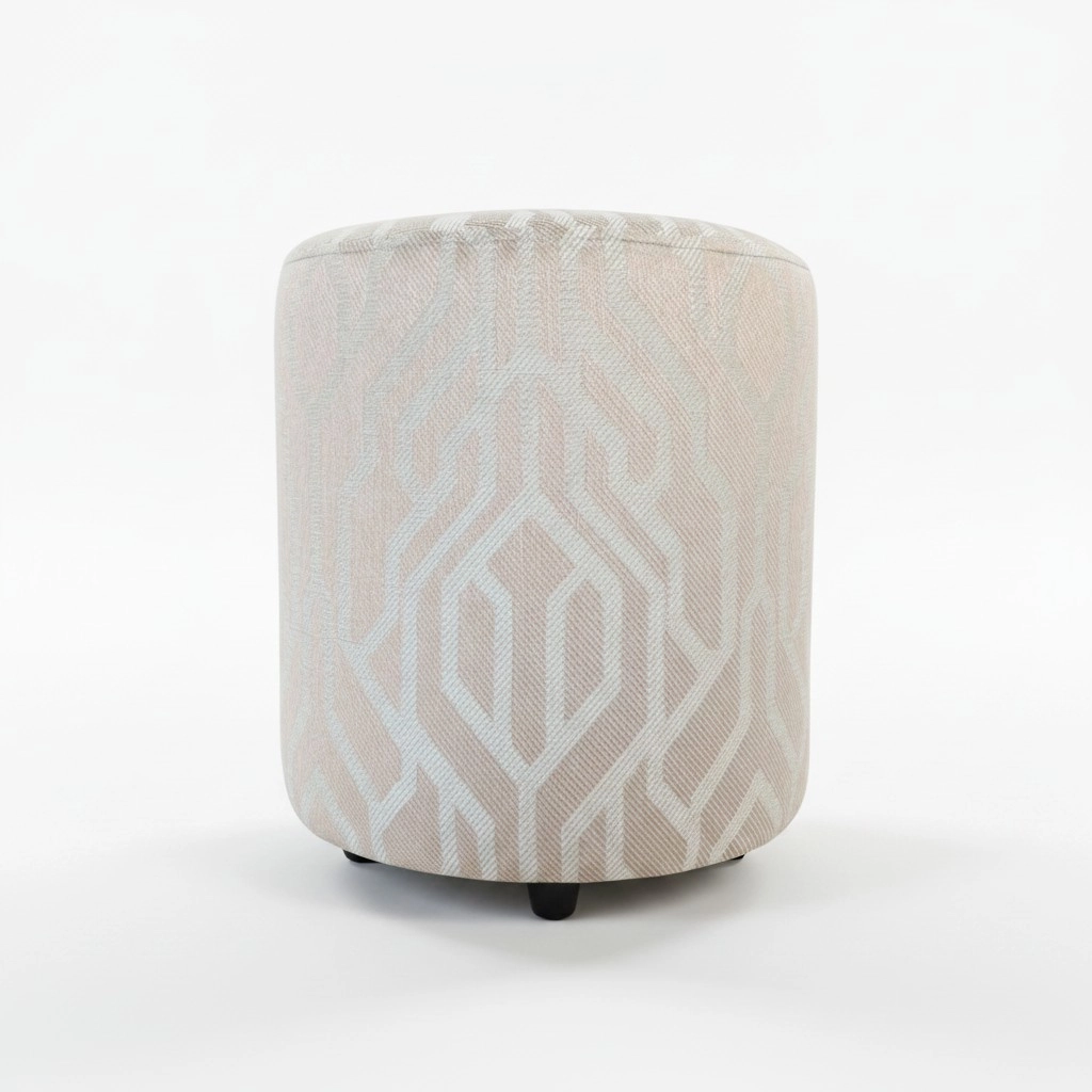 Premium Keten Dokulu Antibakteriyel Tasarım Puf | Modern Geometrik Desenli