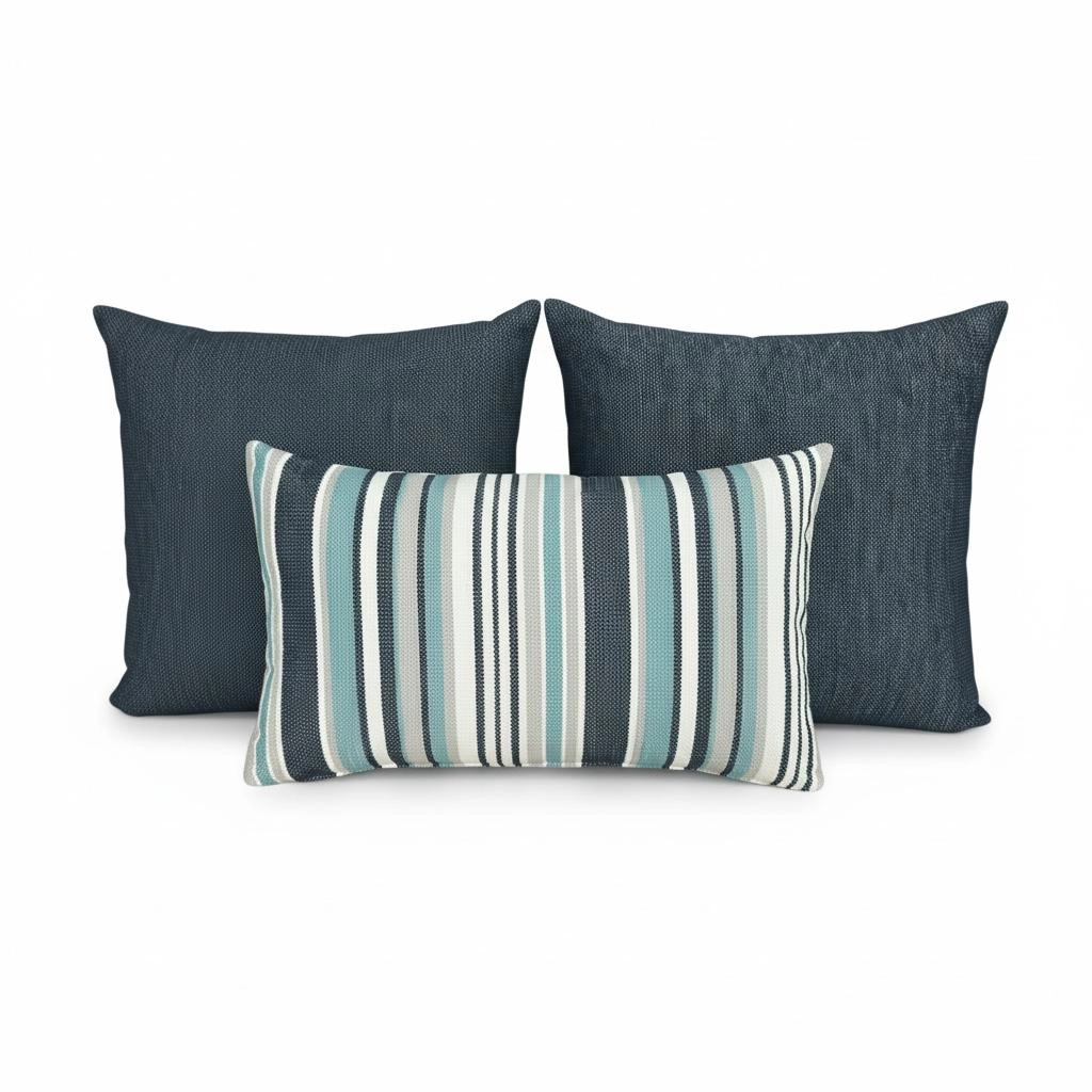 İndoor Outdoor Kırlent,Güneşe Dayanıklı Balkon Bahçe Marin Kırlent Kılıfı 3’lü Set