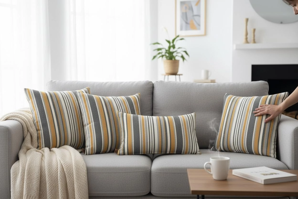 İndoor Outdoor Kırlent,Güneşe Dayanıklı Balkon Bahçe Marin Kırlent Kılıfı 3’lü Set