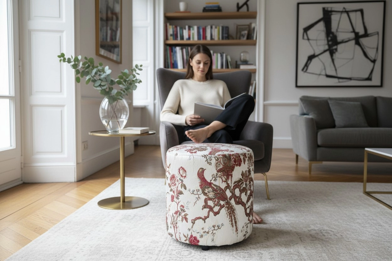 Elanora Home Premium Goblen Desenli Dekoratif Puf