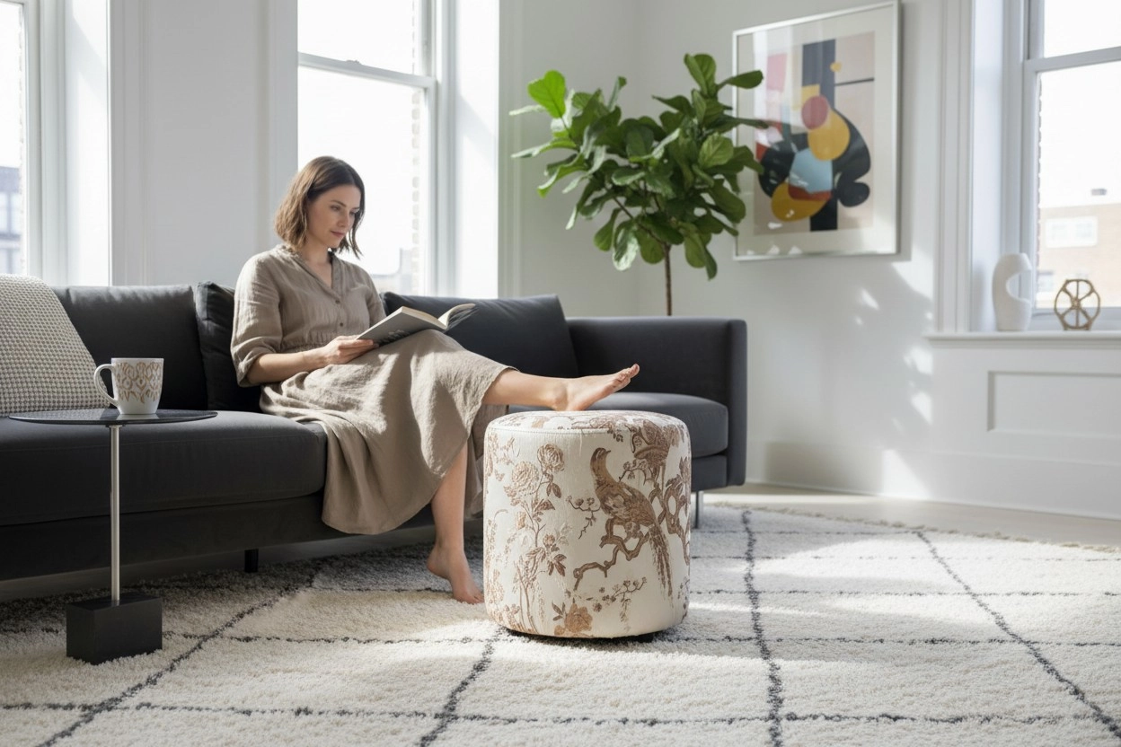 Elanora Home Premium Goblen Desenli Dekoratif Puf