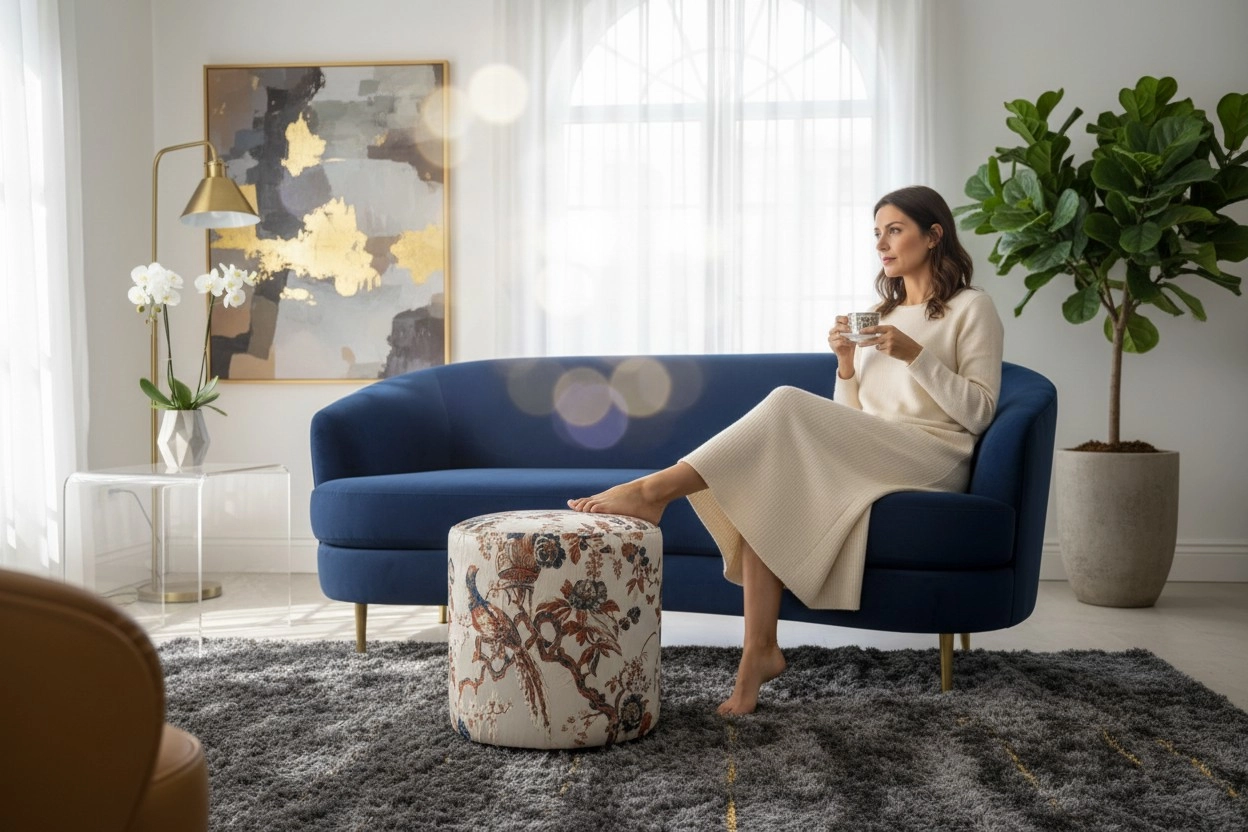 Elanora Home Premium Goblen Desenli Dekoratif Puf